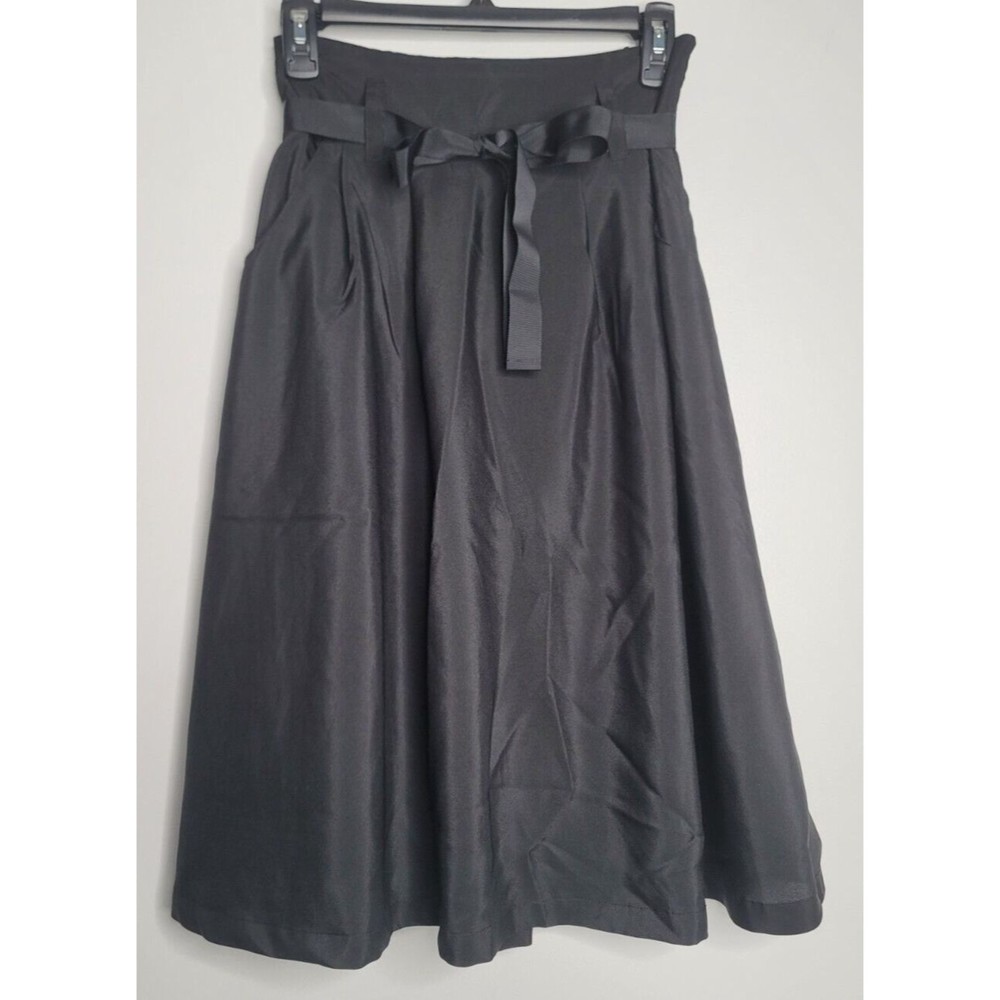 Old Navy Skirt Womens Size XS‎ Black Mid-Calf Length A-Line Belt Pockets